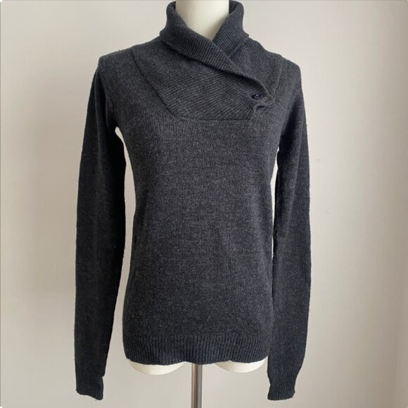 AllSaints Spitalfields Sweater Funnel Collar Button Closure Lambswool Size S - Picture 1 of 12